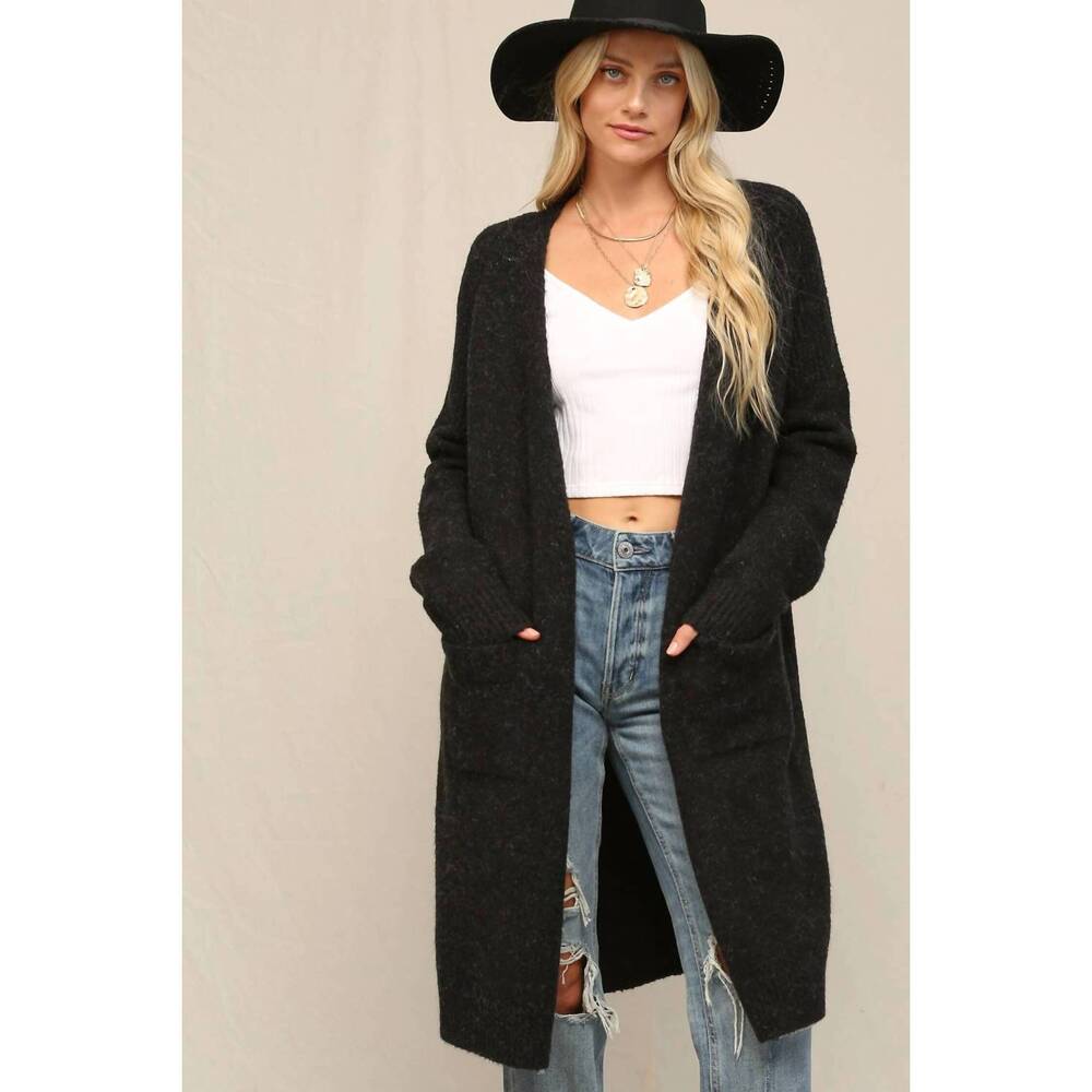 NEW KYEMI midi open front cardigan in onyx